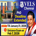 VISTAS Chennai Extends PhD Application Deadline 2026 Till January 31; Apply Now @vistas.ac.in